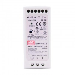 MeanwWell MDR-40-12 Fuente de poder riel DIN 12VCC 3,33A 40W