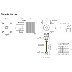 Motor paso a paso de alta temperatura Nema 17 Oukeda OSP001461 1,8grados 60Ncm aislamiento clase B 180 °C