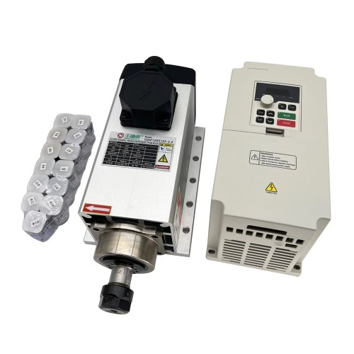 Kit de motor de husillo refrigerado por aire GDZ105X102-3.5 + H100-3.7S2/T4 de 3,5 kW, 220V/380V, con variadores de frecuencia y 13 pinzas ER20