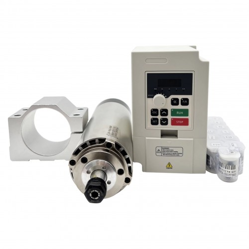 Kit de motor de husillo CNC refrigerado por aire 800W, 110V/220V, JGF-F65A-800 + H100-0.75 con variadores de velocidad y 13 piezas pinzas ER11