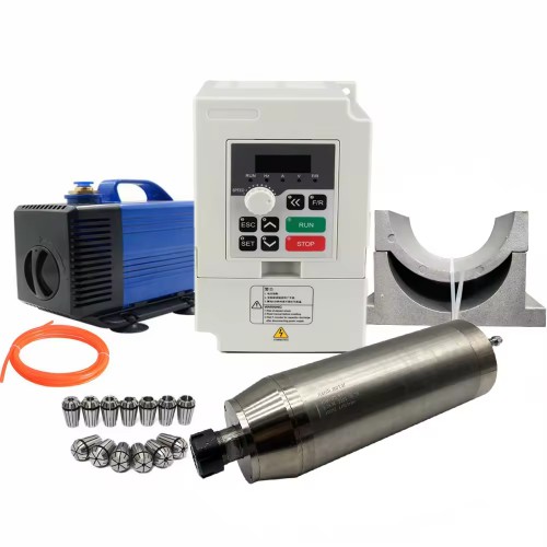 Kit de motor de husillo refrigerado por agua 5,5 kW, 220V/380V, JGD-125-ER32 + H100-5.5 con variadores de frecuencia, bomba de agua, 13 pinzas ER32 y soporte