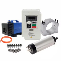 Kit de motor de husillo refrigerado por agua 1,5 kW ,110V/220V huajiang1.5 + H100-1.5C2/S2 con variadores de frecuencia, bomba de agua, 13 pinzas ER20 y soporte