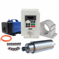 Kit de motor de husillo refrigerado por agua 4,5kW, 380V, JDG-125S.4.5 + H100-5.5S2/T4-1A con variadores de frecuencia, bomba de agua, 13 pinzas ER25 y soporte