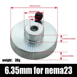 Volante de motor paso a paso de aleación de aluminio de 5 mm/6,35 mm/8 mm/14 mm para motor paso a paso Nema 17/23/34