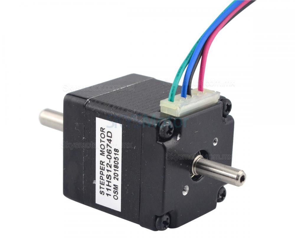 Motor Paso A Paso Nema 11 de Doble Eje 11HS12-0674D 1,8 grados 7Ncm 3,75V 4 Alambres