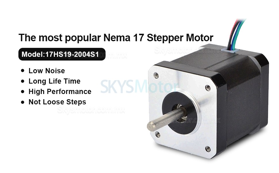 Motor Paso A Paso Nema 17 Alto Par 17HS19-2004S1 59Ncm 4 Alambres con Cable 1m y Conector