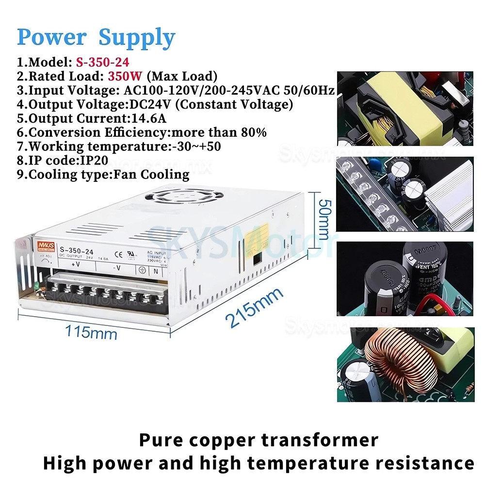 Kit de motor paso a paso de bucle cerrado Nema 23 57HB250 + HB8080C + S350-24 (motor + controlador + fuente de alimentaci&oacute;n)