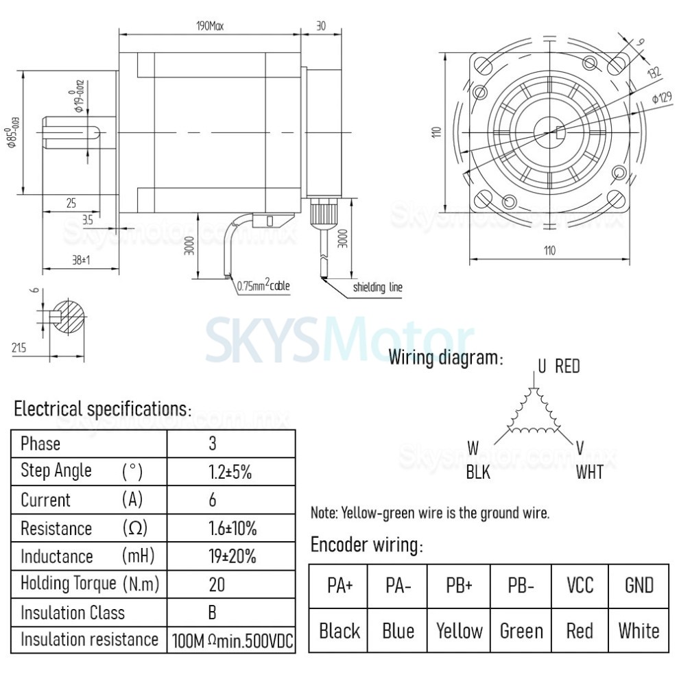 Kit de motor paso a paso de bucle cerrado NEMA 42 de 12/16/20 Nm con motor paso a paso trif&aacute;sico y driver