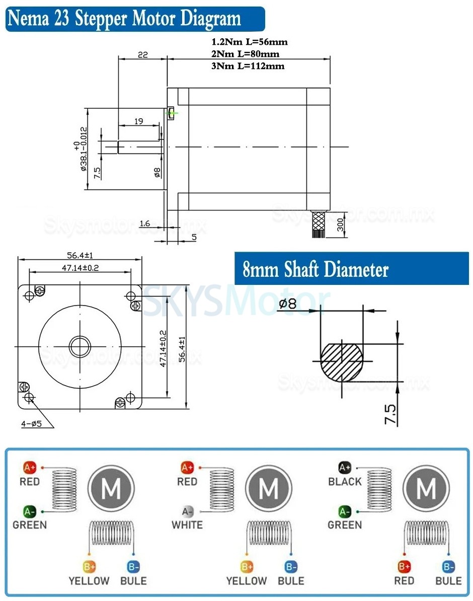 Motor paso a paso Nema 23 57HS56/80/11230A4 de 1,8 grados, 4 cables, 1,2 Nm/2 Nm/3 Nm para impresi&oacute;n 3D/fresadora CNC