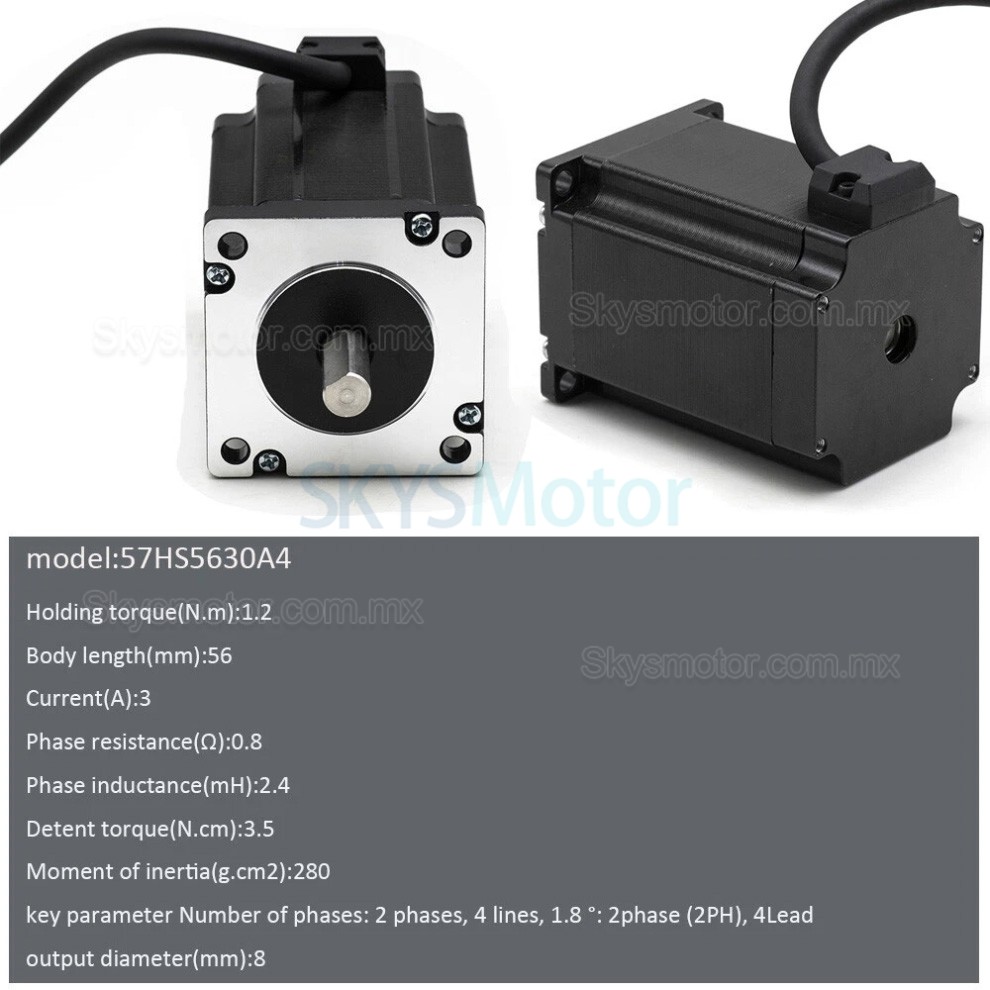 Motor paso a paso Nema 23 57HS5630A4 de 1,8 grados, 1,2 Nm, 4 conductores, 3 A, bif&aacute;sico, para impresora 3D y fresadora CNC