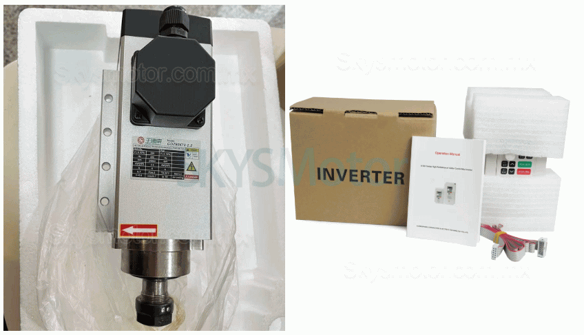 Kit de motor de husillo refrigerado por aire y variador de frecuencia (VFD) de 2,2kW, 220V/380V, GDZ80X73-2.2+H100, pinza ER20, 24000rpm, 400Hz