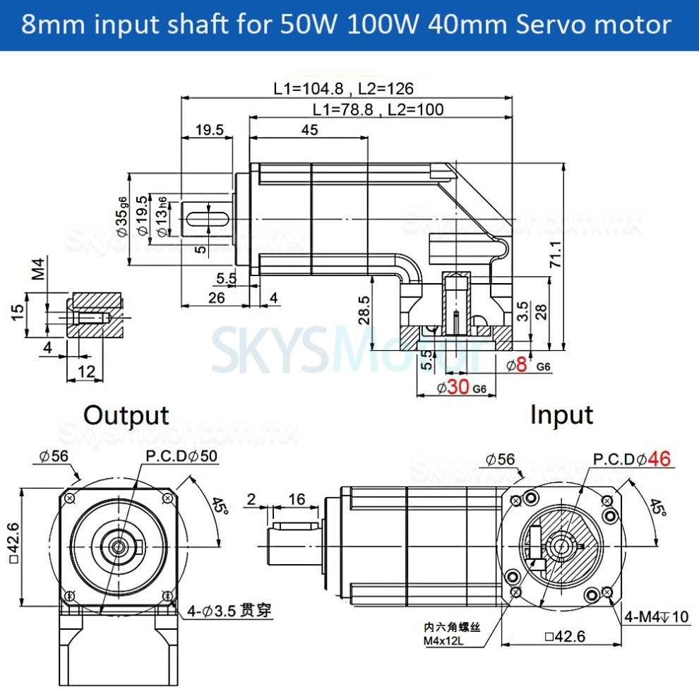 Reductor planetario de &aacute;ngulo recto Nema 17 serie PLMG042, relaci&oacute;n 3:1 - 100:1 para motor paso a paso Nema 17/servomotor de 40 mm