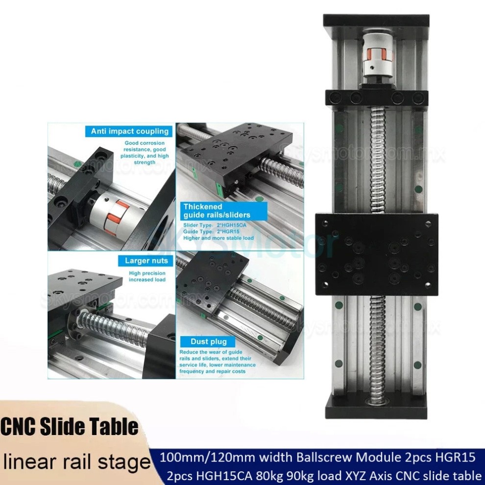 Gu&iacute;a lineal de alta resistencia SXG80&times;120, mesa deslizante lineal CNC con husillo de bolas compatible con motores Nema23/34