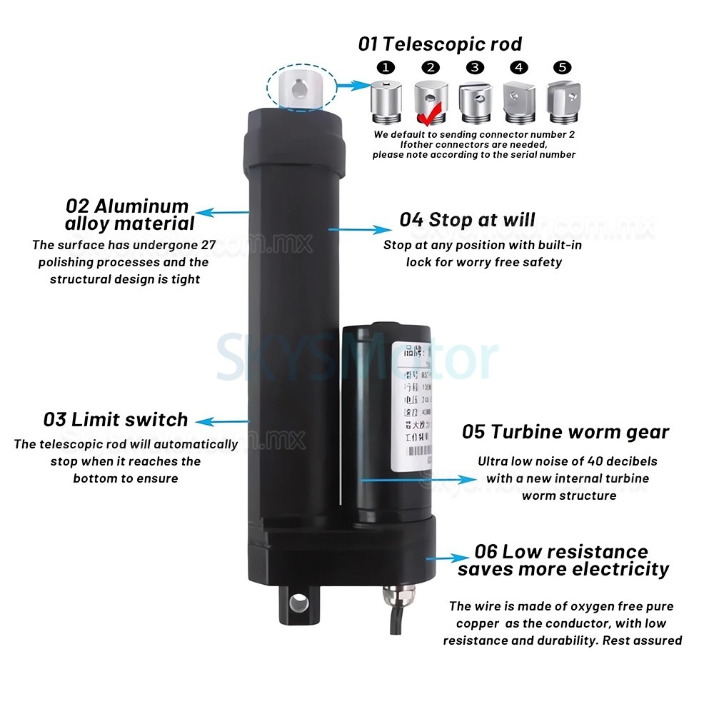 Actuador lineal el&eacute;ctrico sumergible IP68 BST-YF-FS 12V