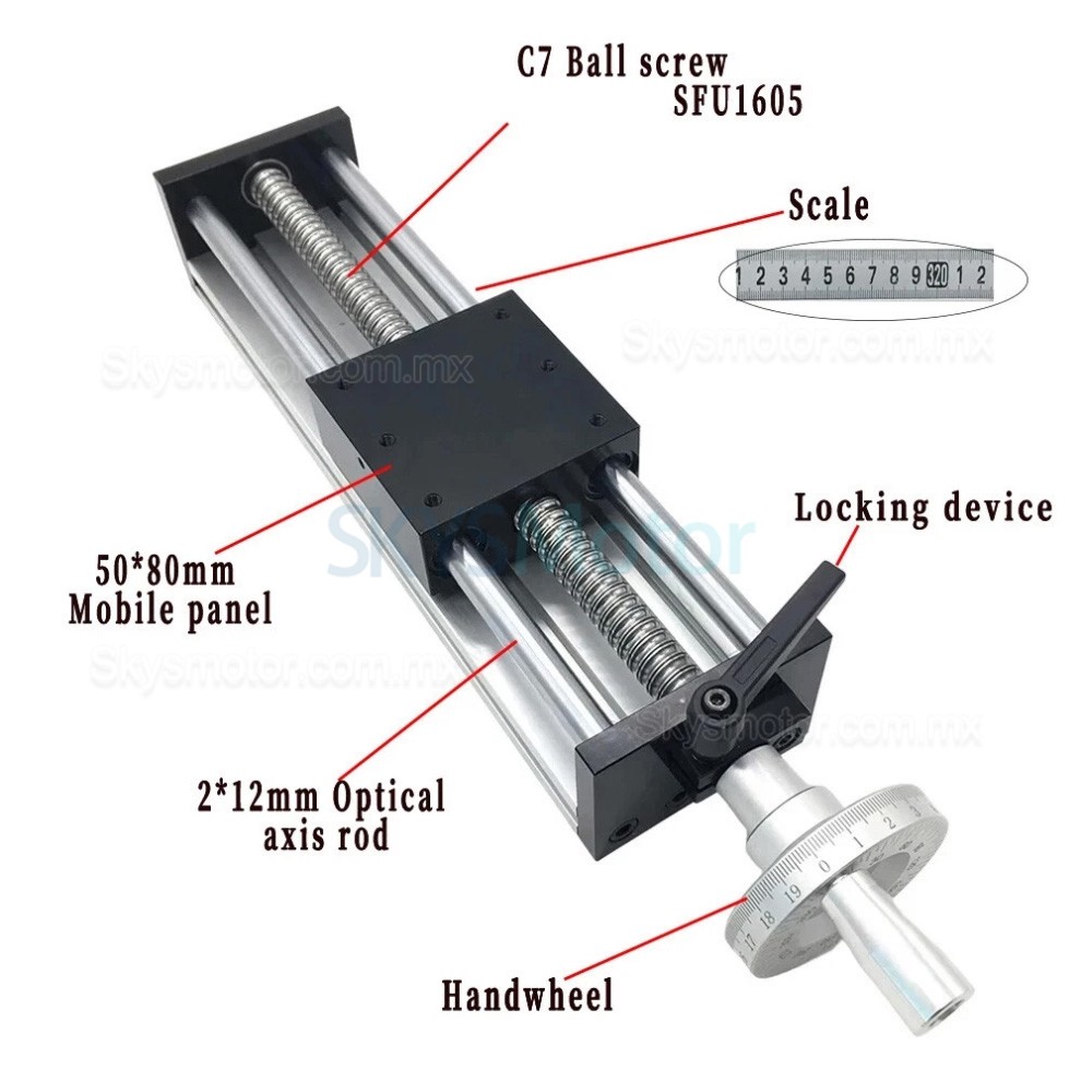 Etapa lineal manual GGP5080 mesa deslizante lineal manual, módulo de movimiento CNC con volante Etapa lineal manual GGP5080 mesa deslizante lineal manual, módulo de movimiento CNC con volante