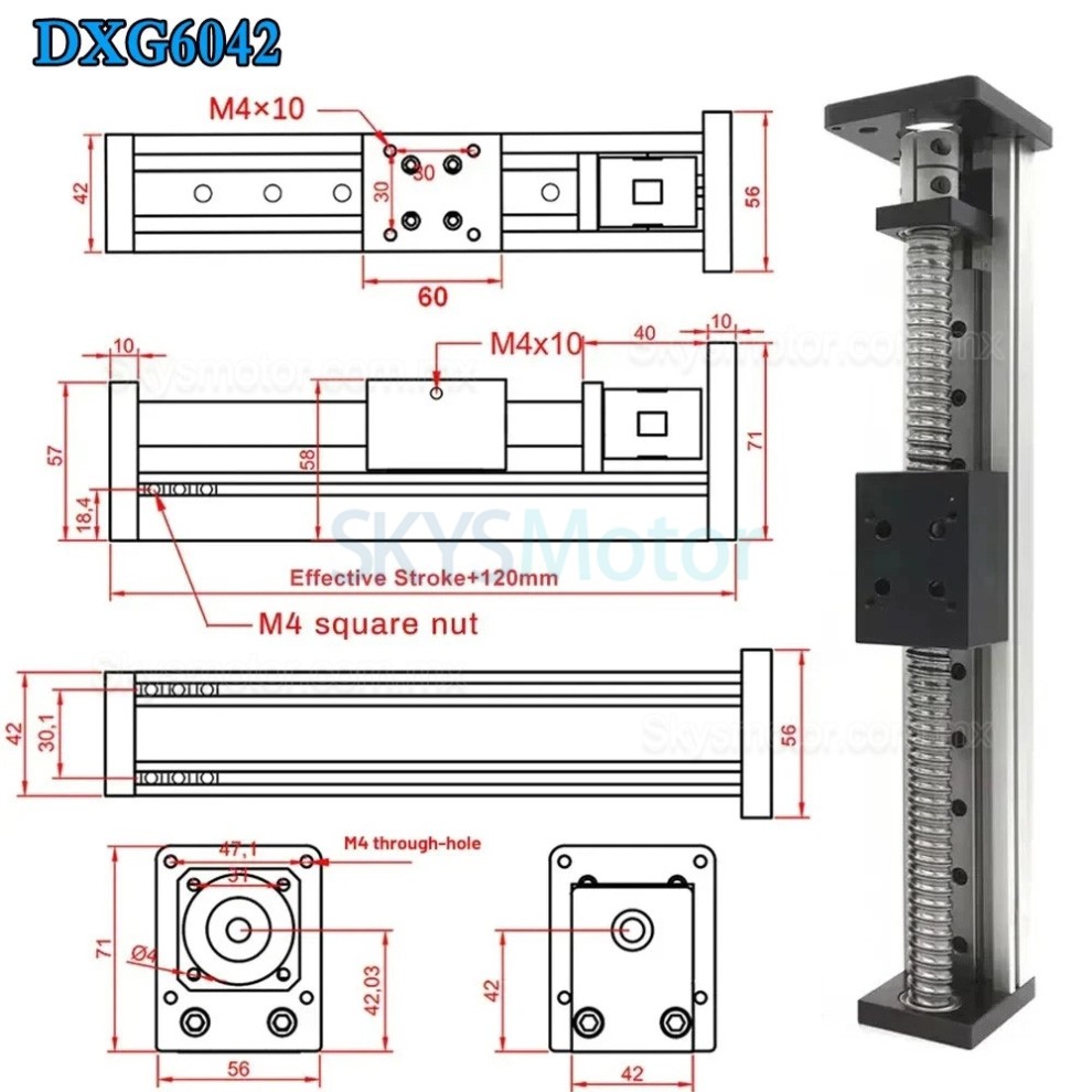 Etapa lineal motorizada OSP001606, m&oacute;dulo de husillo de bolas CNC con riel gu&iacute;a &uacute;nico y motor paso a paso Neme 23
