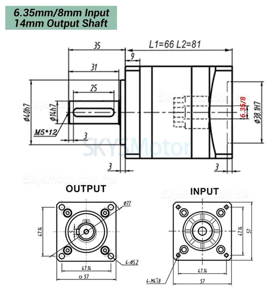 Reductor planetarios Nema 23 serie DLF, relaci&oacute;n 4:1 - 100:1, entrada de 1/4