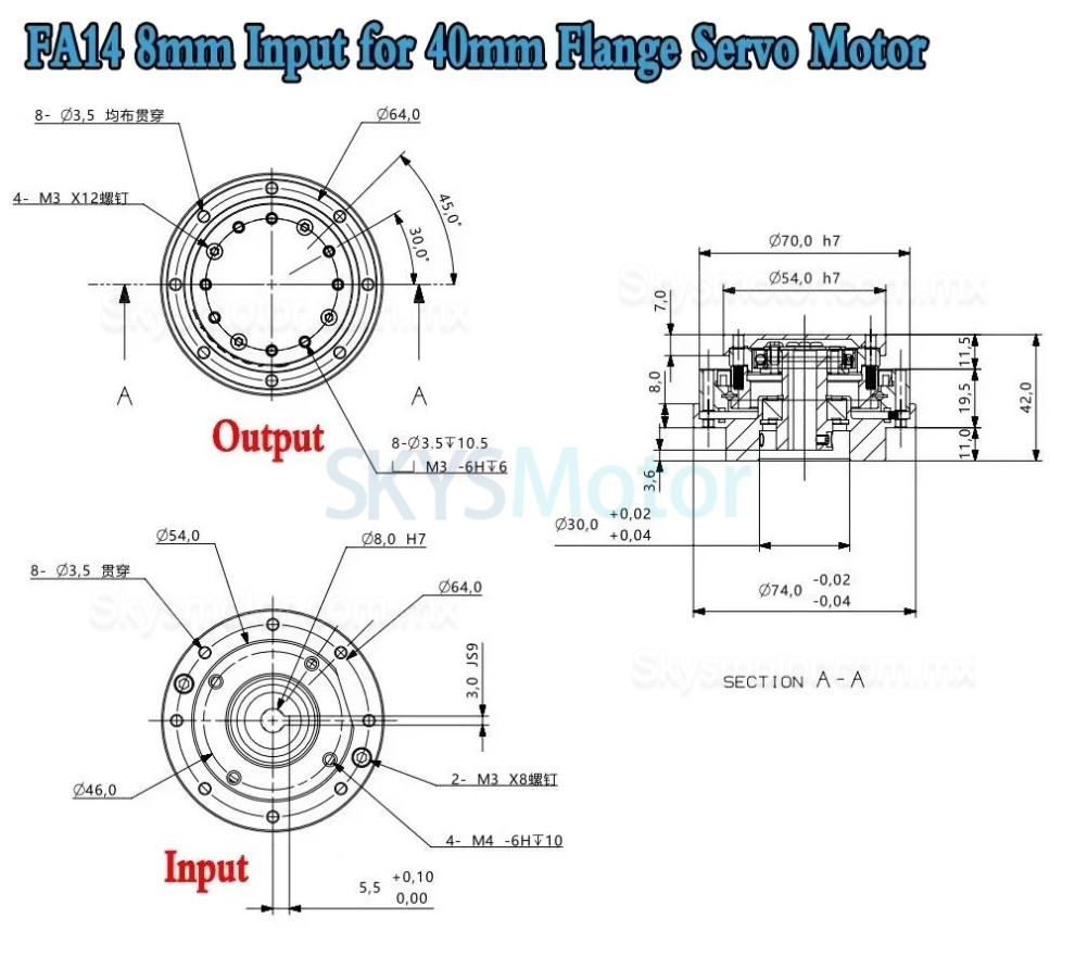 Reductor armónico de la serie FA relación 30:1/50:1/80:1/100:1/120:1 para servomotor Reductor armónico de la serie FA relación 30:1/50:1/80:1/100:1/120:1 para servomotor