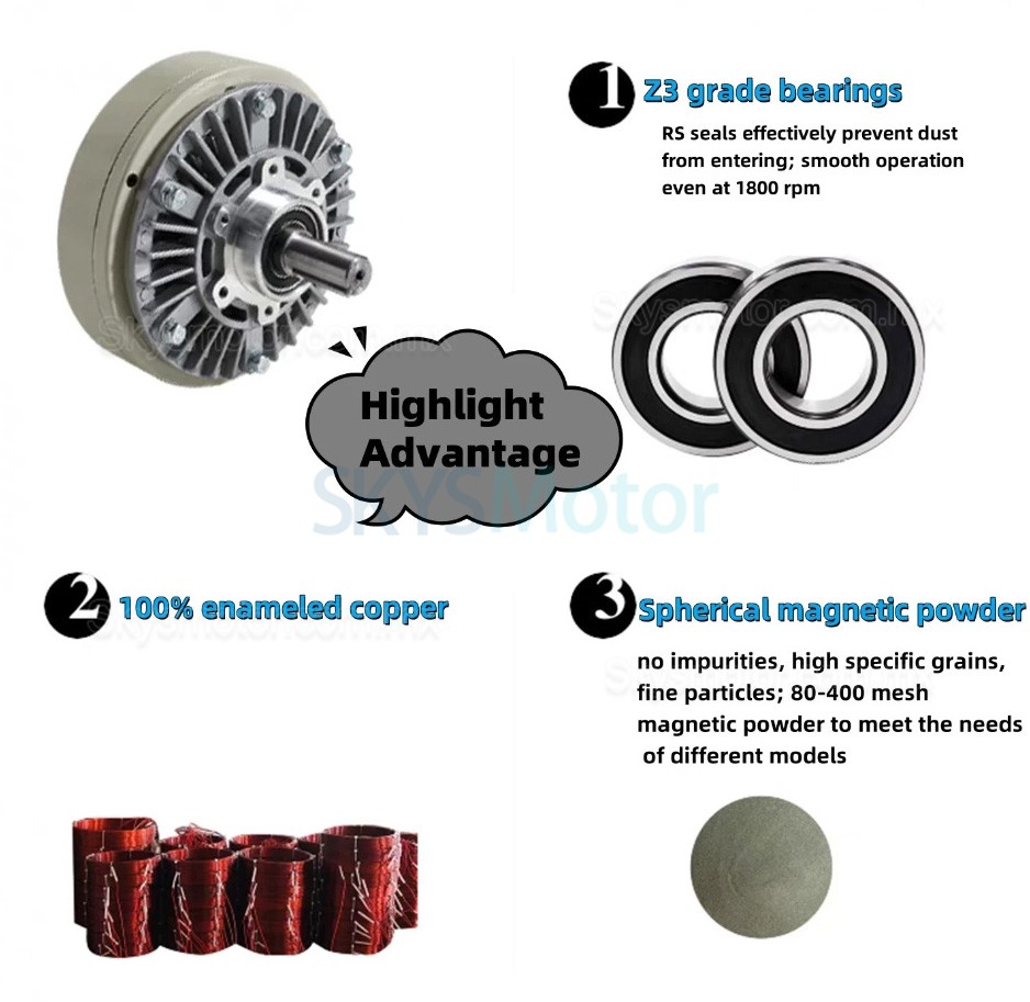 Freno de part&iacute;culas magn&eacute;ticas CNC de un solo eje, serie FZ-D, freno de polvo magn&eacute;tico, 6-50 Nm, 24 V CC, IP54