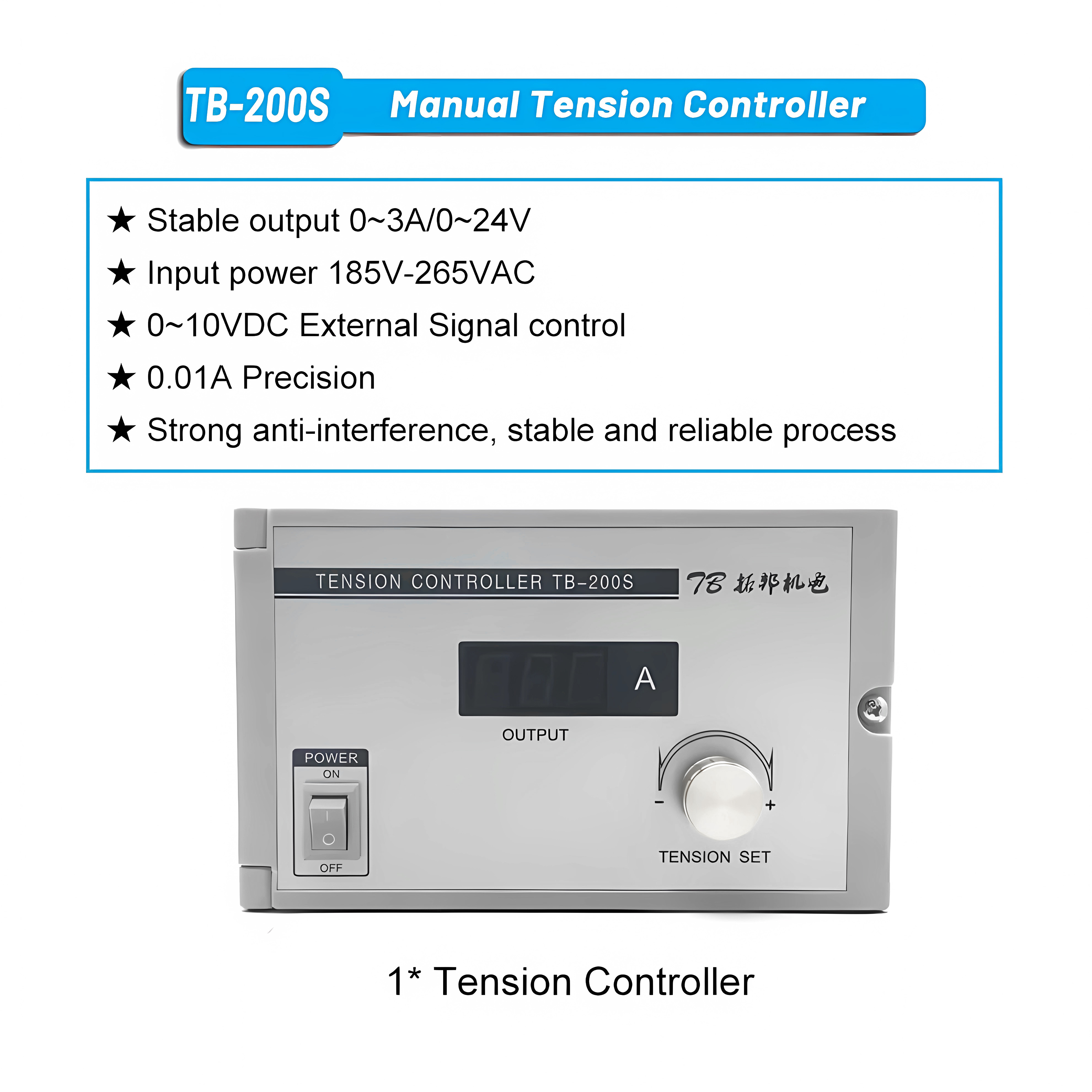 Kit de freno de part&iacute;culas magn&eacute;ticas de un solo eje serie FZ-D de 6 Nm a 50 Nm con controlador de tensi&oacute;n TB-200S