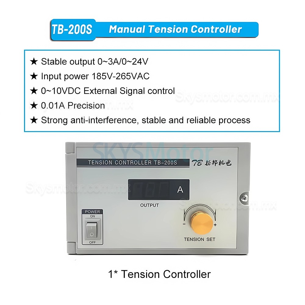 Kit de freno de part&iacute;culas magn&eacute;ticas de un solo eje serie FK-D de 6 Nm a 50 Nm con controlador de tensi&oacute;n TBS-200A