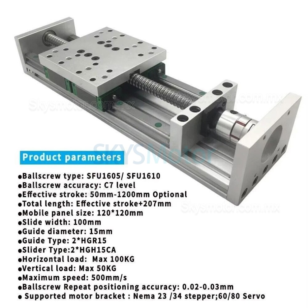 Gu&iacute;a lineal de alta resistencia SXG120&times;120, mesa deslizante lineal de 70-100kg, etapa lineal CNC 100mm-1000mm