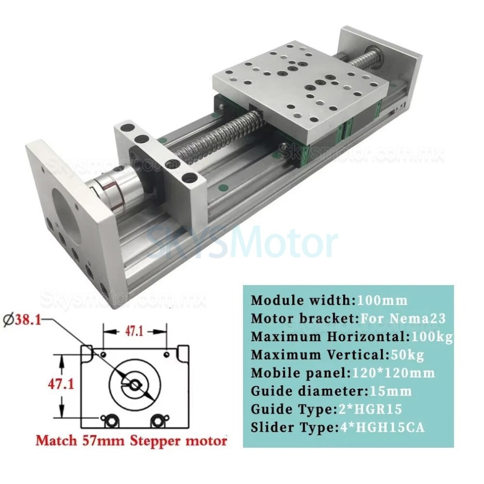 Gu&iacute;a lineal de alta resistencia SXG120&times;120, mesa deslizante lineal de 70-100kg, etapa lineal CNC 100mm-1000mm