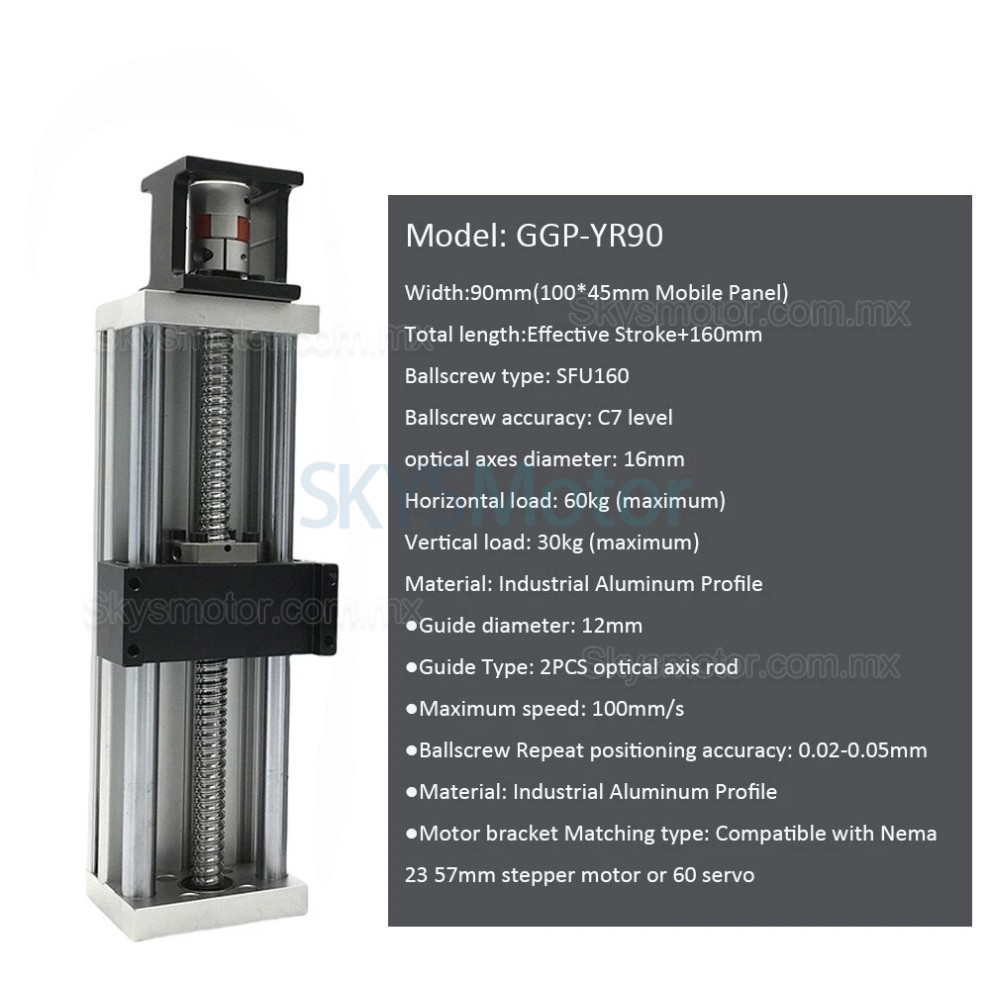 Deslizante lineal CNC, mesa lineal OSP001610, carrera 100mm a 1000mm, compatible con motor paso a paso NEMA 23 y servomotor de 60 mm