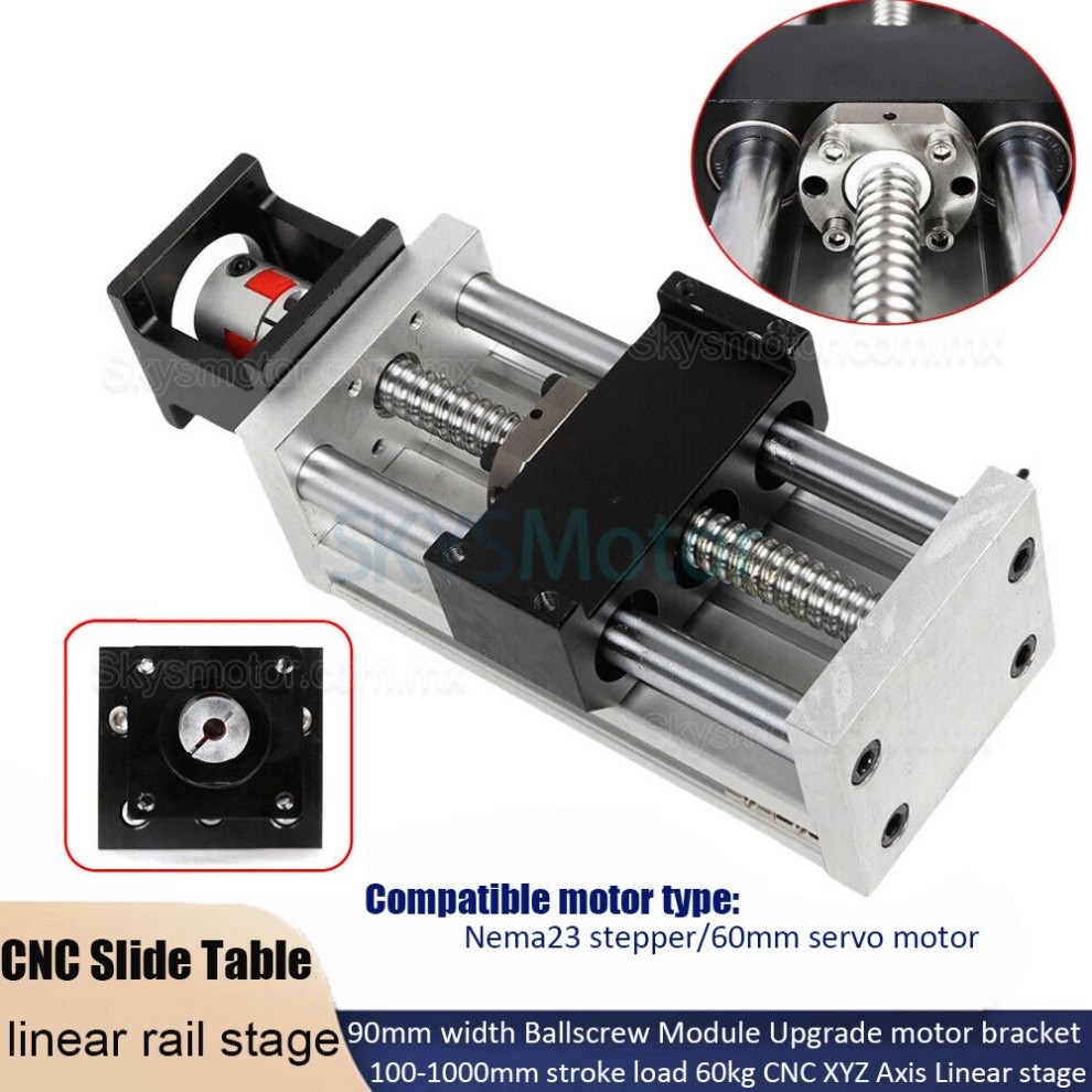 Deslizante lineal CNC, mesa lineal OSP001610, carrera 100mm a 1000mm, compatible con motor paso a paso NEMA 23 y servomotor de 60 mm