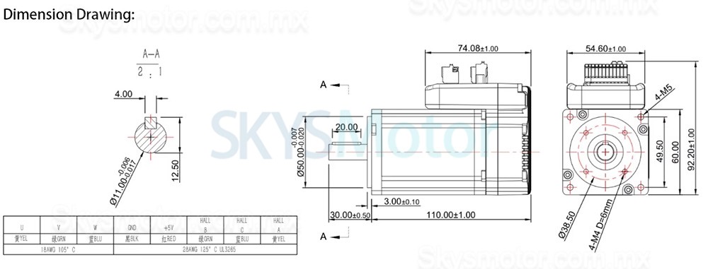 Servomotor integrado 36V Nema 23 JMC iHSV60-30-20-36 200W 0,65 Nm trifásico 3000RPM 60x60 mm
