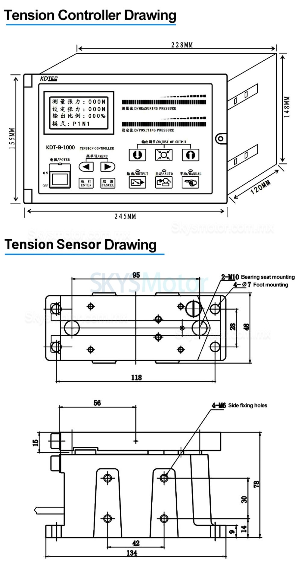 Controlador de tensi&oacute;n autom&aacute;tico digital de constante KDT-B-1000 para frenos y embragues de part&iacute;culas magn&eacute;ticas