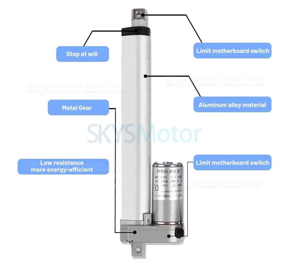 Actuador lineal el&eacute;ctrico de 12 V/24 V OSP001608 5mm/s - 90mm/s 20&ndash;36W