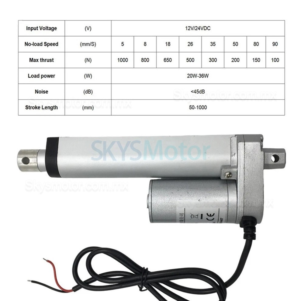 Actuador lineal el&eacute;ctrico de 12 V/24 V OSP001608 5mm/s - 90mm/s 20&ndash;36W