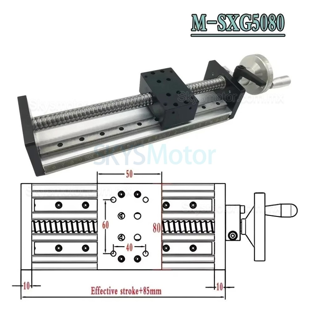 M&oacute;dulo de husillo lineal de bolas manual OSP001605, mesa deslizante CNC con volante