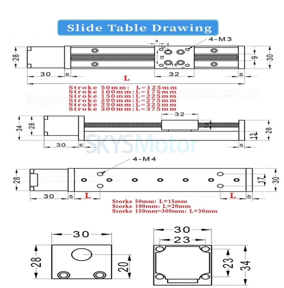 Mesa deslizante de tornillo trapezoidal CNC OSP001607, etapa lineal motorizada con motor paso a paso Nema 11