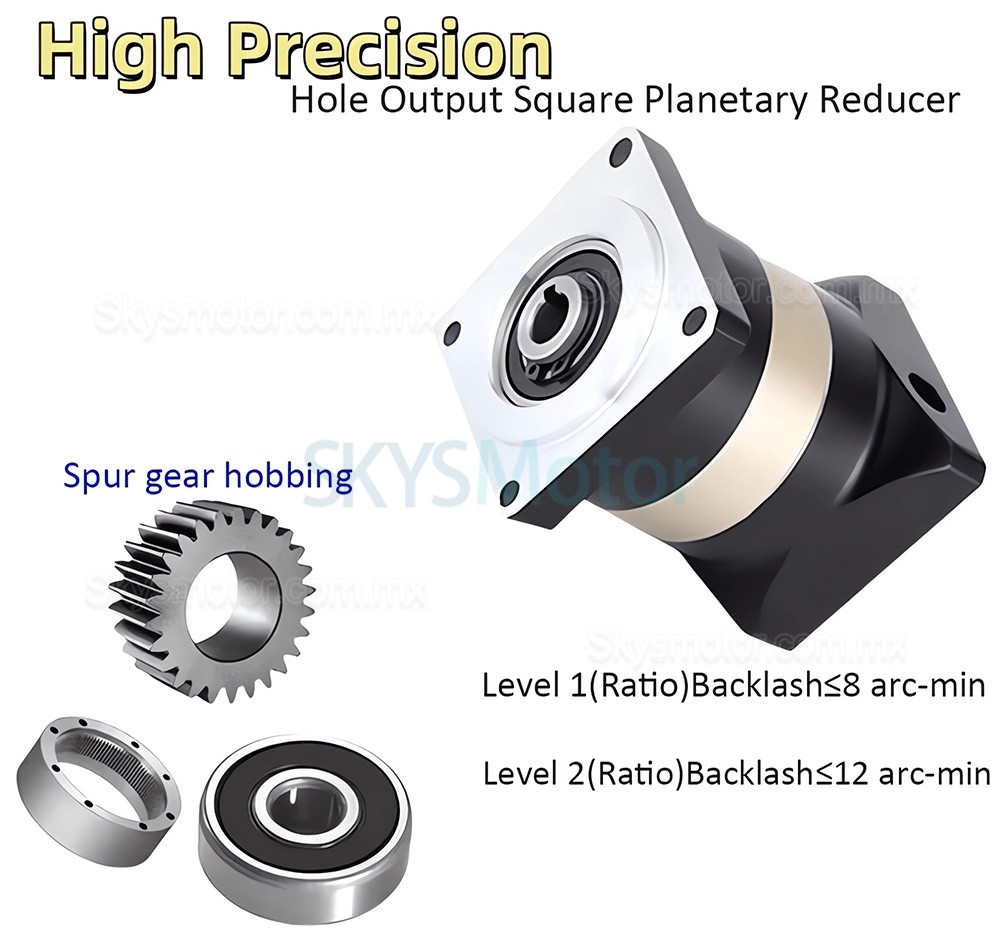 Reductor planetarios con salida de orificio hueco serie PFN60-160, relaci&oacute;n 3:1 - 100:1, para  motores paso a paso NEMA 23 y 34