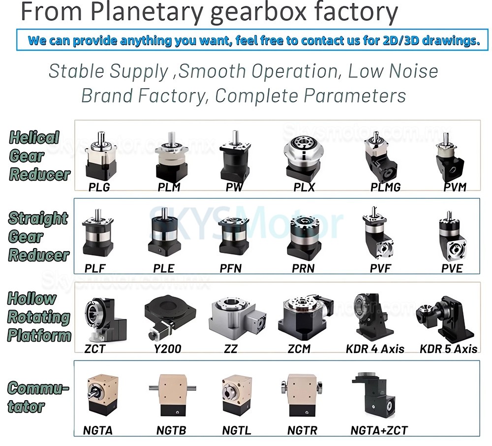 Reductor planetarios con salida de orificio hueco serie PFN60-160, relaci&oacute;n 3:1 - 100:1, para  motores paso a paso NEMA 23 y 34