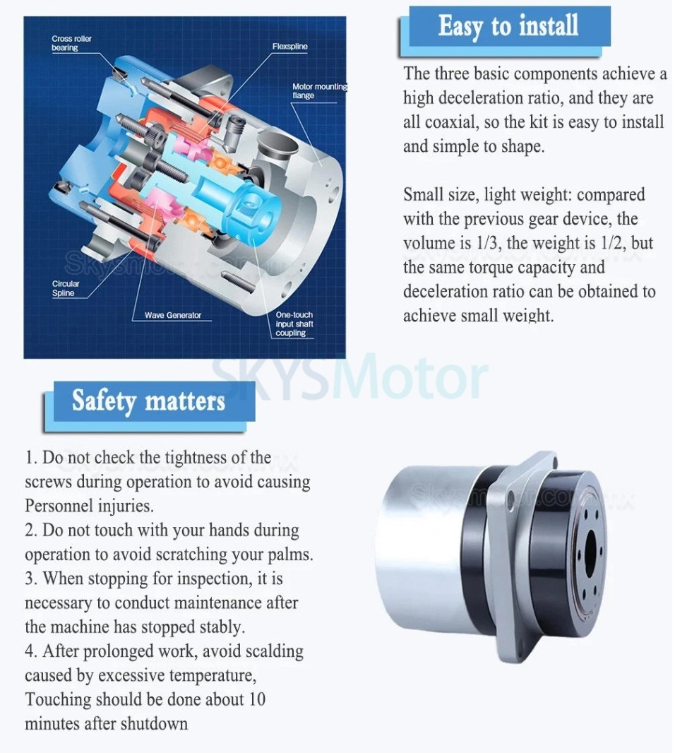 Reductor arm&oacute;nico de la serie PG relaci&oacute;n 50:1/80:1/100:1, huelgo 20 arc-sec