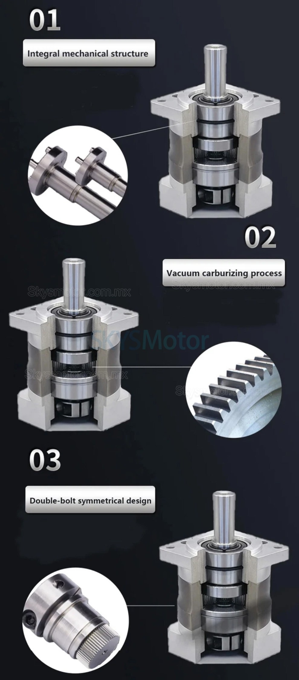 Reductor planetarios Nema 42 serie PLF120, relaci&oacute;n 3:1 - 100:1, eje de entrada de 19 mm, para motor paso a paso Nema 42