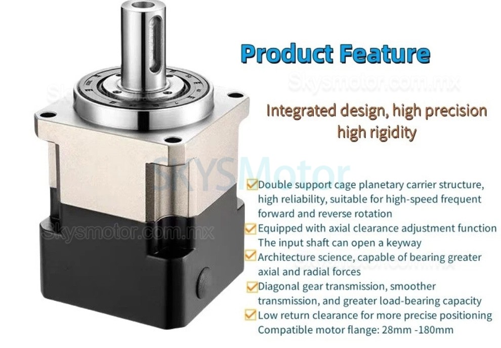 Reductor planetario helicoidal PLG090, relaci&oacute;n 3:1 a 100:1 para motor paso a paso NEMA 34/servomotor de 80 mm y 90 mm