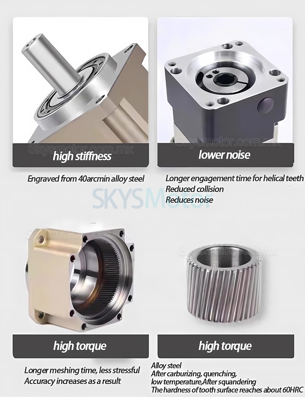 Reductor planetario helicoidal PLG090, relaci&oacute;n 3:1 a 100:1 para motor paso a paso NEMA 34/servomotor de 80 mm y 90 mm