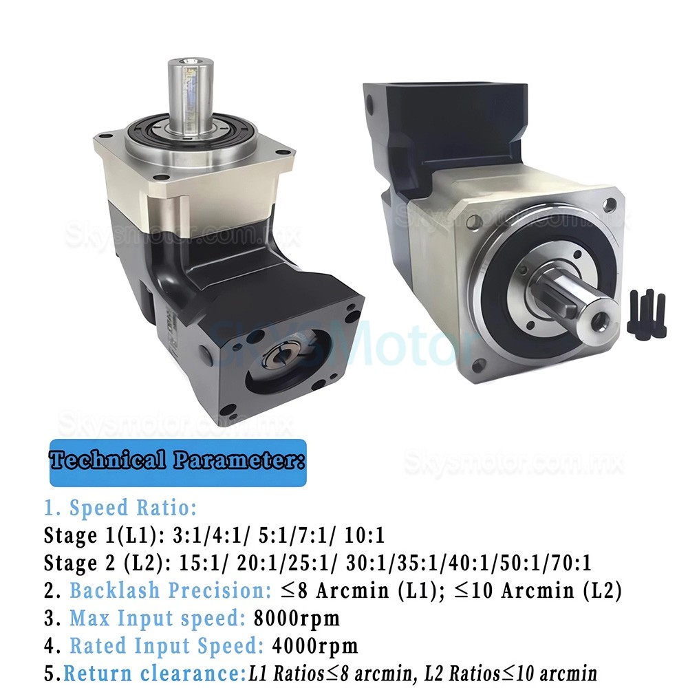 Reductor planetario de &aacute;ngulo recto Nema 17 serie PLMG042, relaci&oacute;n 3:1 - 100:1 para motor paso a paso Nema 17/servomotor de 40 mm