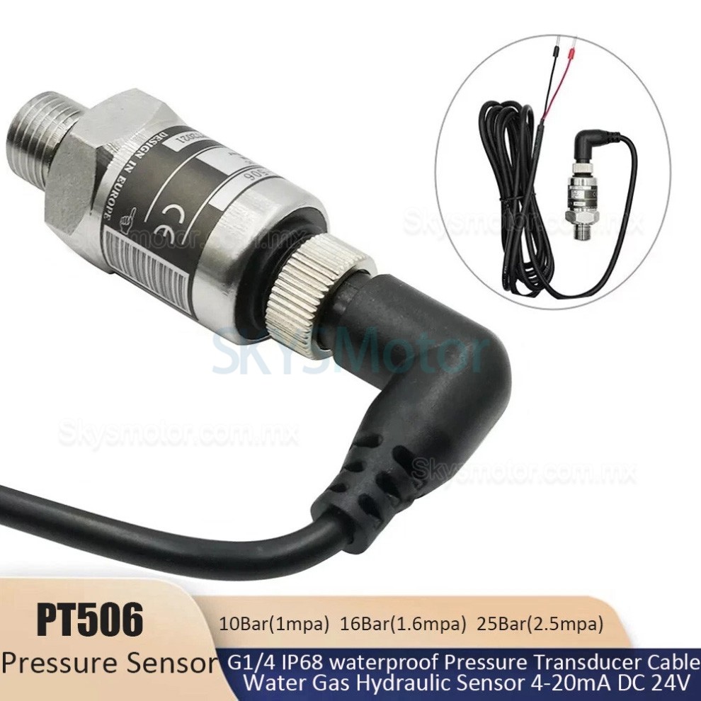 Sensor de presi&oacute;n PT506 con cable 24 V IP68 G1/4, conector transmisor de presi&oacute;n para agua, gas e hidr&aacute;ulico