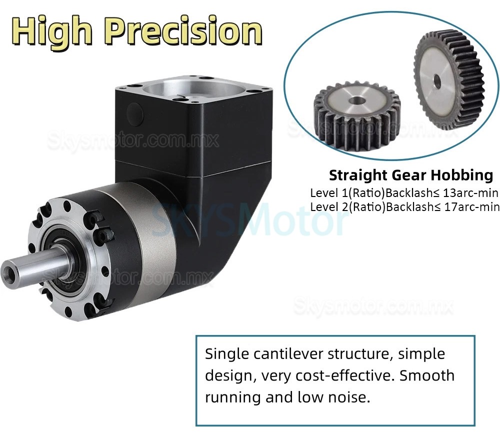 Reductor planetario de &aacute;ngulo recto Nema 23 serie PVE060, relaci&oacute;n 3:1 - 100:1, para motor paso a paso Nema 23/servomotor de 60 mm