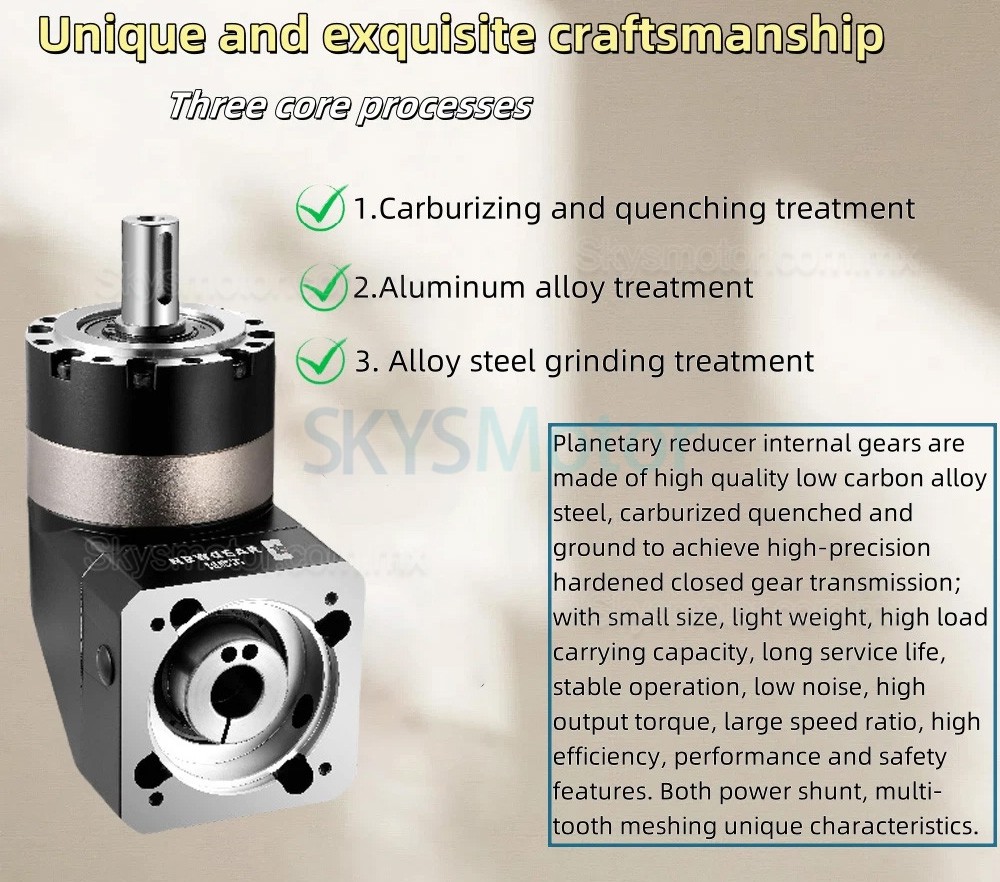 Reductor planetario de &aacute;ngulo recto Nema 23 serie PVE060, relaci&oacute;n 3:1 - 100:1, para motor paso a paso Nema 23/servomotor de 60 mm