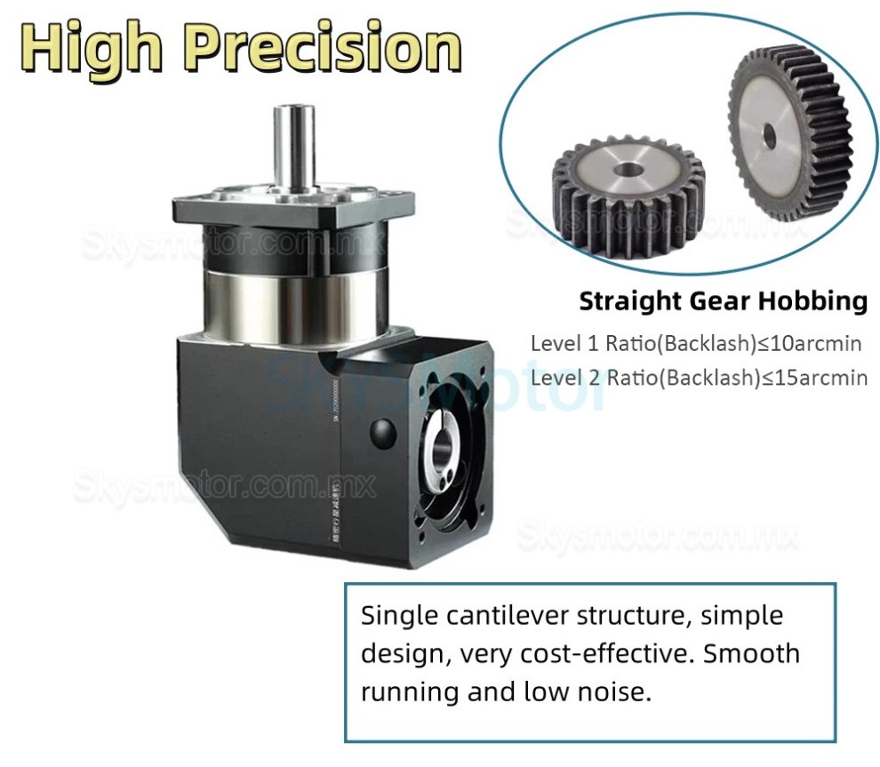 Reductor planetario de &aacute;ngulo recto Nema 23 serie PVF060, relaci&oacute;n 3:1 - 100:1, para servomotores Nema 23 de 60 mm