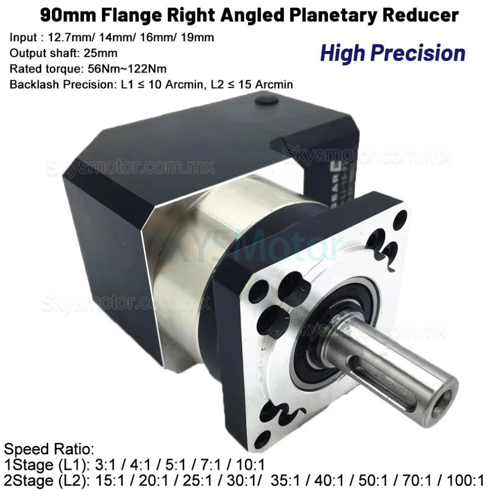 Reductor planetario de &aacute;ngulo recto Nema34 serie PVF090, relaci&oacute;n 3:1 - 100:1 para motor paso a paso Nema34/servomotor de 90 mm