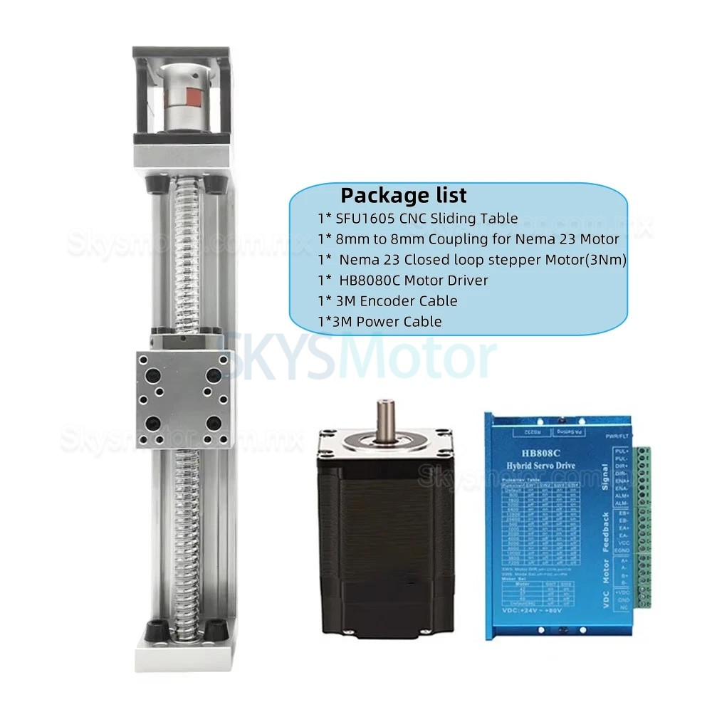 Etapa lineal motorizzato DXG-YR60, kit de mesa deslizante CNC con motor paso a paso de bucle cerrado Nema 23 y kit de controlador