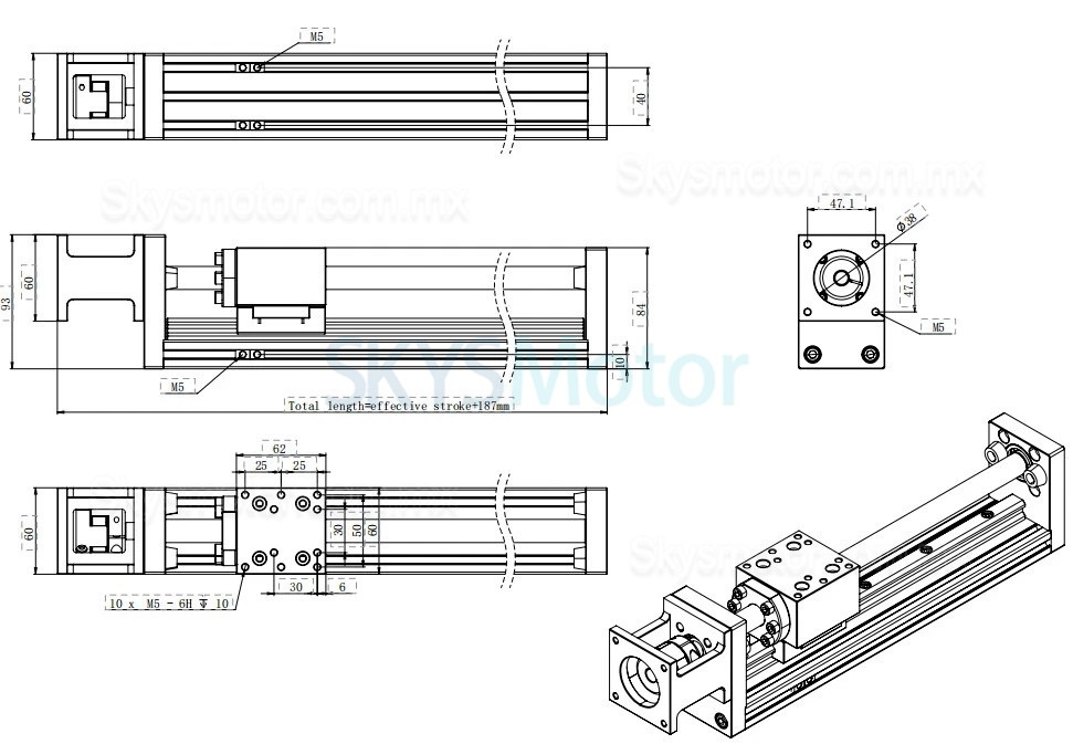 Etapa lineal motorizzato DXG-YR60, kit de mesa deslizante CNC con motor paso a paso de bucle cerrado Nema 23 y kit de controlador