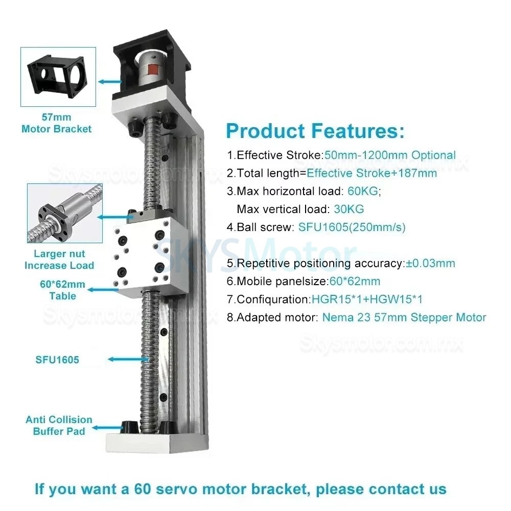 Etapa lineal motorizzato DXG-YR60, kit de mesa deslizante CNC con motor paso a paso de bucle cerrado Nema 23 y kit de controlador